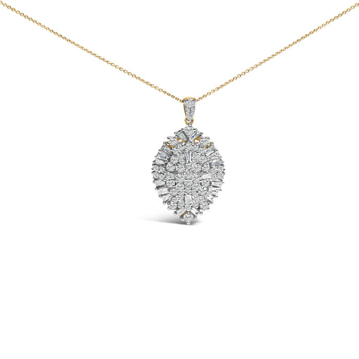 Bids.com 14K White and Yellow Gold 2.00 Cttw Diamond Cluster Pear Shaped Pendant Necklace (G-H Color, SI2-I1 Clarity) -20" Inches Necklaces White Smoke YellowWhite.Gold / 20
