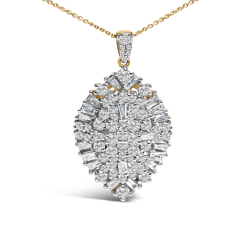Bids.com 14K White and Yellow Gold 2.00 Cttw Diamond Cluster Pear Shaped Pendant Necklace (G-H Color, SI2-I1 Clarity) -20" Inches Necklaces White Smoke YellowWhite.Gold / 20