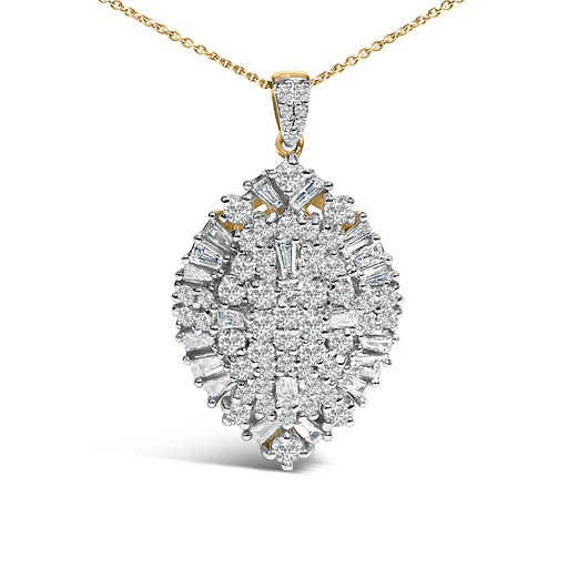 Bids.com 14K White and Yellow Gold 2.00 Cttw Diamond Cluster Pear Shaped Pendant Necklace (G-H Color, SI2-I1 Clarity) -20" Inches Necklaces White Smoke YellowWhite.Gold / 20