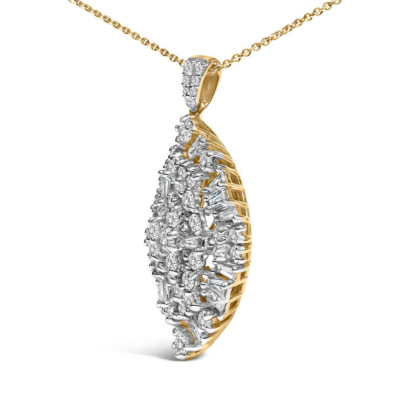 Bids.com 14K White and Yellow Gold 2.00 Cttw Diamond Cluster Pear Shaped Pendant Necklace (G-H Color, SI2-I1 Clarity) -20" Inches Necklaces White Smoke YellowWhite.Gold / 20