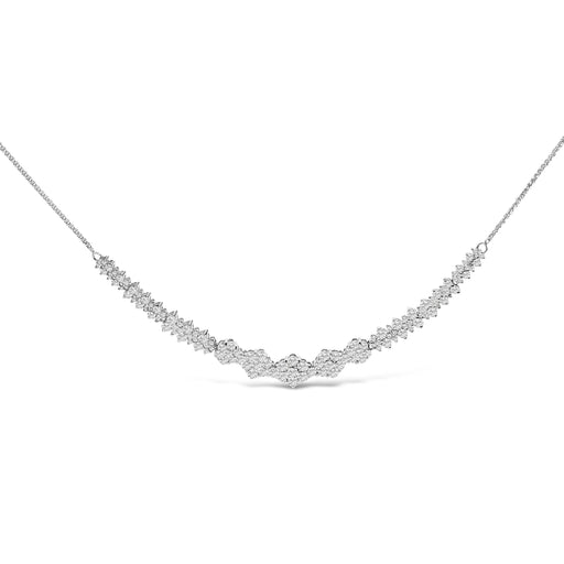 Bids.com 14K White Gold 2.00 Cttw Diamond Composite Cluster Bar Necklace (H-I Color, I2-I3 Clarity) - 18" Inches Necklaces White Smoke White.Gold / 18