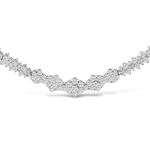 Bids.com 14K White Gold 2.00 Cttw Diamond Composite Cluster Bar Necklace (H-I Color, I2-I3 Clarity) - 18" Inches Necklaces White Smoke White.Gold / 18