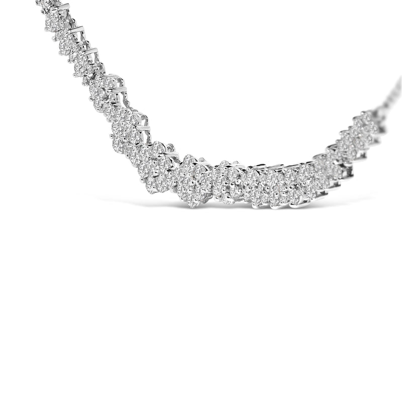 Bids.com 14K White Gold 2.00 Cttw Diamond Composite Cluster Bar Necklace (H-I Color, I2-I3 Clarity) - 18" Inches Necklaces White Smoke White.Gold / 18