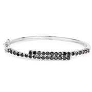 Bids.com 4.00 Carat Genuine Black Diamond .925 Sterling Silver Bangle Bracelets White Smoke size 7.50
