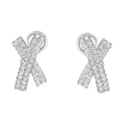 Bids.com 14K White Gold 2.0 Cttw Round-Brilliant Cut Diamond Domed X Shaped Omega Back Stud Earrings (H-I Color, I1-I2 Clarity) Earrings White Smoke White.Gold / 2
