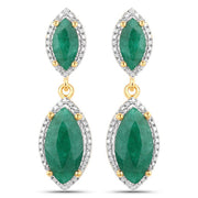 Bids.com 4.21 Carat Dyed Emerald and White Diamond .925 Sterling Silver Earrings Earrings White Smoke