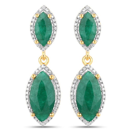 Bids.com 4.21 Carat Dyed Emerald and White Diamond .925 Sterling Silver Earrings Earrings White Smoke