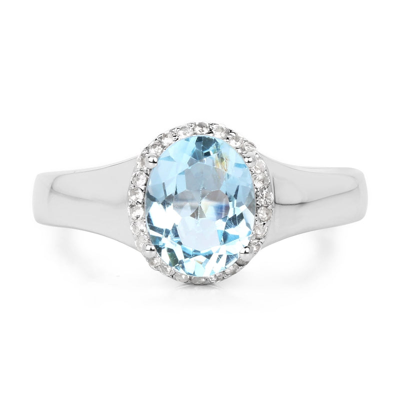 Bids.com 2.63 Carat Genuine  Blue Topaz and White Topaz .925 Sterling Silver Ring Rings White Smoke size 8.00,size 6.00,size 7.00,size 5.00,size 9.00