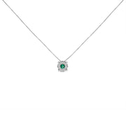 Bids.com 14K White Gold 3.8 MM Green Emerald and 1/3 Cttw Diamond Composite Halo 18" Pendant Necklace (F-G Color, VS2-SI1 Clarity) Necklaces White Smoke White.Gold / 18
