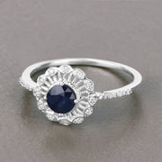 Bids.com 0.72 Carat Genuine Blue Sapphire and White Diamond 14K White Gold Ring Rings Dark Gray size 5.00,size 6.00,size 7.00,size 8.00,size 9.00