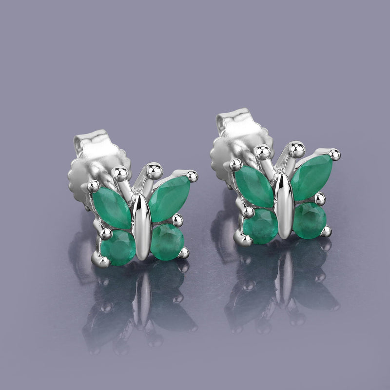 Bids.com 0.88 Carat Genuine Emerald .925 Sterling Silver Earrings Earrings Light Slate Gray