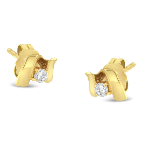 Bids.com 10K White Gold 1/10 Cttw Round Brilliant-Cut Diamond Espira Swirls Solitaire Push Back Stud Earrings (I-J Color, I1-I2 Clarity) Earrings White Smoke Yellow.Gold / 0.1,White.Gold / 0.1