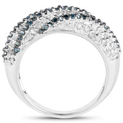 Bids.com 1.25 Carat Genuine Blue Diamond & White Diamond .925 Sterling Silver Ring Rings White Smoke size 7.00,size 6.00,size 8.00,size 9.00