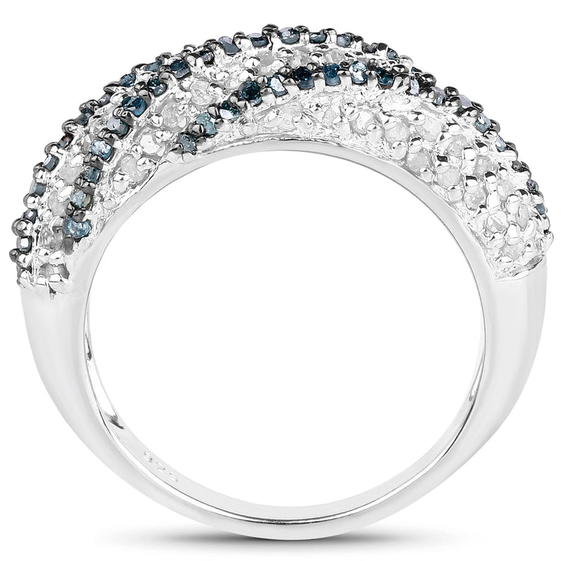 Bids.com 1.25 Carat Genuine Blue Diamond & White Diamond .925 Sterling Silver Ring Rings White Smoke size 7.00,size 6.00,size 8.00,size 9.00