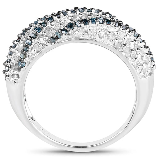 Bids.com 1.25 Carat Genuine Blue Diamond & White Diamond .925 Sterling Silver Ring Rings White Smoke size 7.00,size 6.00,size 8.00,size 9.00