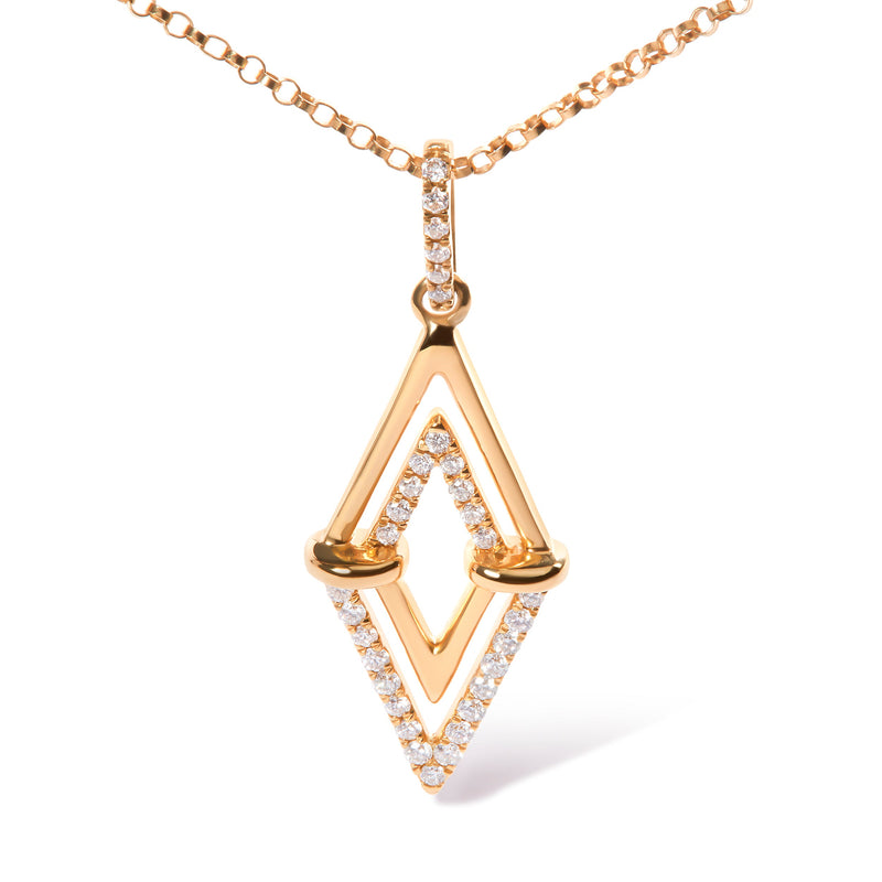 Bids.com 14K Yellow Gold 1/4 Cttw Diamond Double Triangle Geometric 18" Pendant Necklace (G-H Color, SI1-SI2 Clarity) Necklaces White Smoke Yellow.Gold / 18