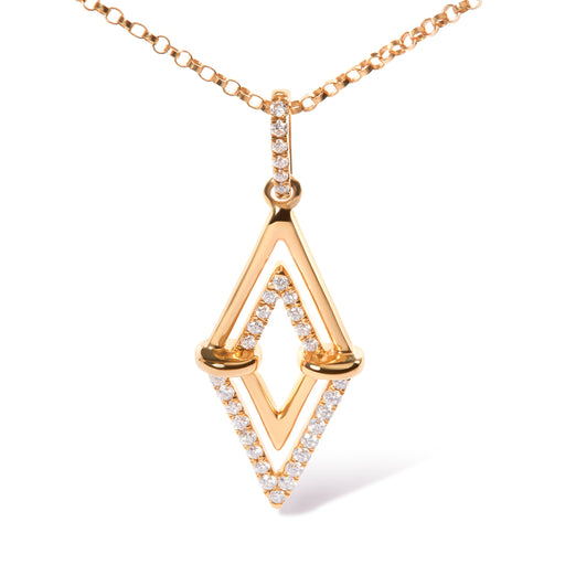 Bids.com 14K Yellow Gold 1/4 Cttw Diamond Double Triangle Geometric 18" Pendant Necklace (G-H Color, SI1-SI2 Clarity) Necklaces White Smoke Yellow.Gold / 18