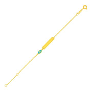 Bids.com 14k Yellow Gold 5 1/2 inch Childrens ID Bracelet with Enameled Eye Bracelets White Smoke 5.5 / Yellow Gold