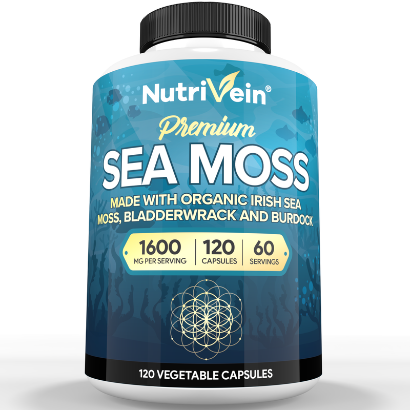 Nutrivein Nutrivein Organic Sea Moss 1600mg Plus Bladderwrack & Burdock - 120 Capsules 65-25PU-ZLQ1 White Smoke