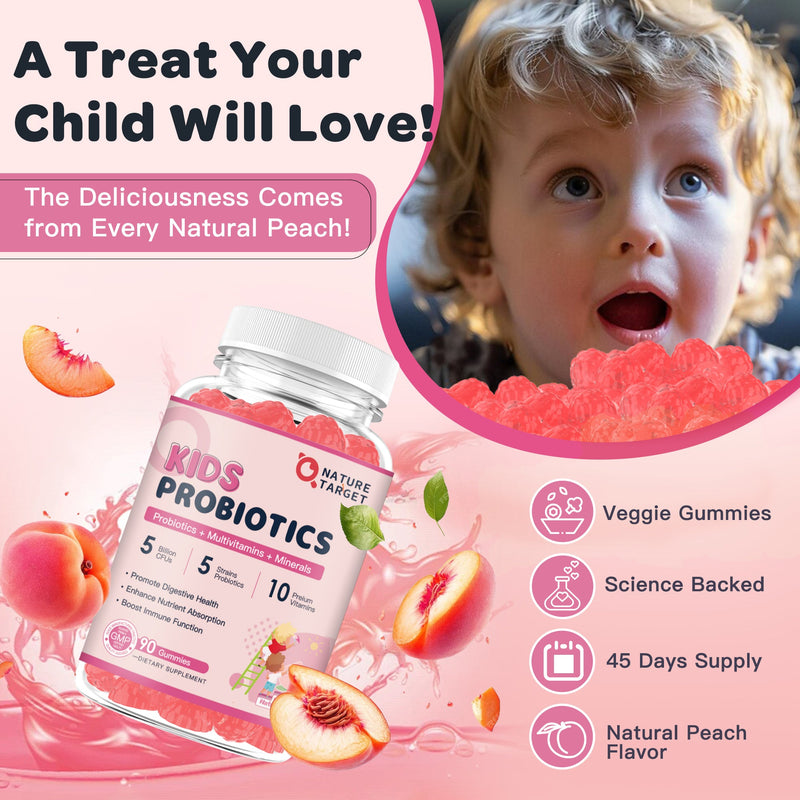 Nature Target Kids Probiotic, 5 Billion CFUs, 90ct Probiotic Misty Rose