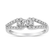 Bids.com 10K White Gold 1/2 Cttw Round Cut Diamond Three Stone Split Shank Band Ring (H-I Color, SI1-SI2 Clarity) - Size 6 Rings White Smoke 8 / White.Gold,7 / White.Gold,6 / White.Gold