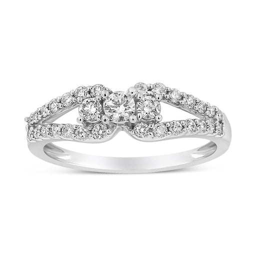 Bids.com 10K White Gold 1/2 Cttw Round Cut Diamond Three Stone Split Shank Band Ring (H-I Color, SI1-SI2 Clarity) - Size 6 Rings White Smoke 8 / White.Gold,7 / White.Gold,6 / White.Gold