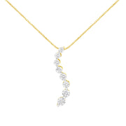 Bids.com 14k Yellow Gold 3.0 cttw Baguette and Brilliant Round-Cut Diamond Journey 18" Pendant Necklace (I-J Color, I2-I3 Clarity) Necklaces White Smoke Yellow.Gold / 18