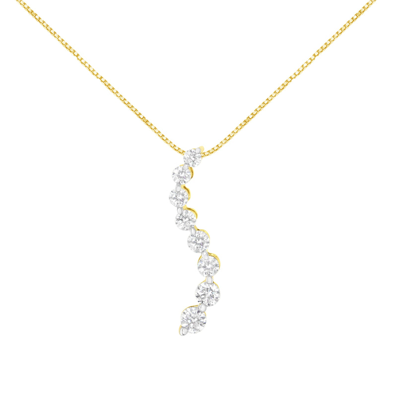 Bids.com 14k Yellow Gold 3.0 cttw Baguette and Brilliant Round-Cut Diamond Journey 18" Pendant Necklace (I-J Color, I2-I3 Clarity) Necklaces White Smoke Yellow.Gold / 18