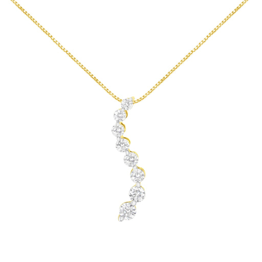 Bids.com 14k Yellow Gold 3.0 cttw Baguette and Brilliant Round-Cut Diamond Journey 18" Pendant Necklace (I-J Color, I2-I3 Clarity) Necklaces White Smoke Yellow.Gold / 18
