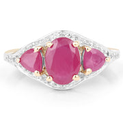 Bids.com 14K Yellow Gold Plated 2.49 Carat Genuine Glass Filled Ruby and White Topaz .925 Sterling Silver Ring Rings White Smoke size 6.00,size 8.00,size 7.00