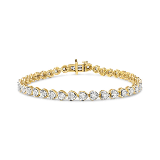 Bids.com .925 Sterling Silver 1.0 Cttw Miracle Set Diamond Heart-Link 7" Tennis Bracelet (I-J Color, I2-I3 Clarity) Bracelets White Smoke 7 / White.Sterling Silver,7 / Yellow.Sterling Silver,7 / Rose.Sterling Silver