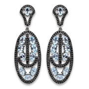 Bids.com 13.80 Carat Genuine Blue Topaz and Black Spinel .925 Sterling Silver Earrings Earrings White Smoke