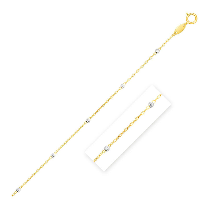 Bids.com Diamond Cut Bead Links Pendant Chain in 14k Two Tone Gold (3.5mm) Necklaces White Smoke 16 / Two-Tone Gold,18 / Two-Tone Gold