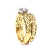 Bids.com 14K Yellow Gold Plated .925 Sterling Silver 1/5 Cttw Diamond Halo and Milgrain Finish Engagement Ring Bridal Set (I-J Color I3 Clarity) - Size 7 Rings White Smoke 9 / Yellow.Sterling Silver,6 / Yellow.Sterling Silver,8 / Yellow.Sterling Silver,5 / Yellow.Sterling Silver,10 / Yellow.Sterling Silver,11 / Yellow.Sterling Silver,12 / Yellow.Sterling Silver,7 / Yellow.Sterling Silver