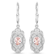 Bids.com 1.04 Carat Genuine Morganite and White Topaz .925 Sterling Silver Earrings Earrings White Smoke
