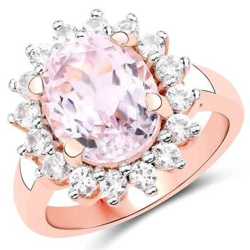 Bids.com 5.56 Carat Genuine Kunzite and White Topaz .925 Sterling Silver Ring Rings White Smoke size 7.00,size 6.00,size 8.00