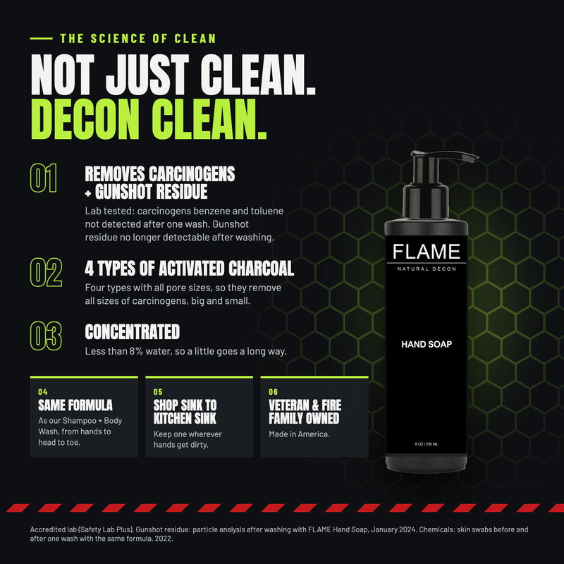 FLAME Natural Decon Hand Soap Black 8 oz Bottle