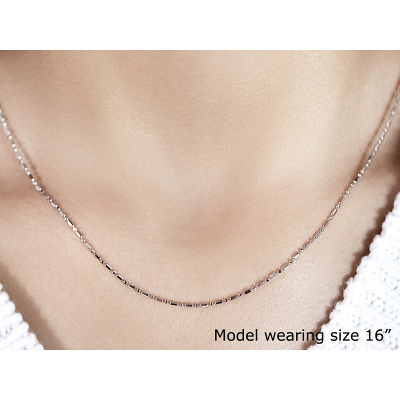 Bids.com 14k White Gold Diamond-Cut Alternating Bead Chain 1.2mm Necklaces Tan 16 / White Gold,18 / White Gold,20 / White Gold