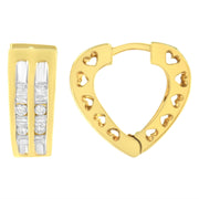 Bids.com 10K Yellow Gold 1/2 cttw Diamond Huggy Heart Hoop Earrings (I-J Clarity, I2-I3 Color) Earrings White Smoke Yellow.Gold / 0.5