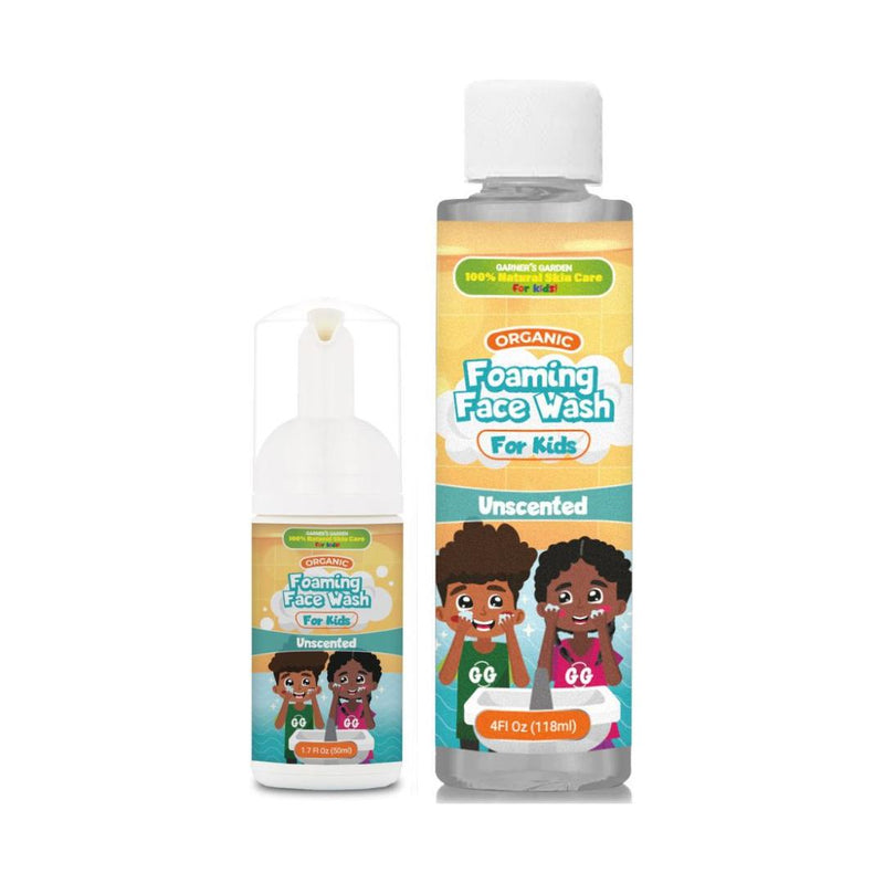 Garner's Garden Organic Foaming Face Wash For Kids Baby Care White Smoke Unscented / 1.7 oz + 4oz Refill