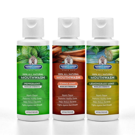 Garner's Garden Travel Sized - Natural Mouthwash | H2O2 | Fluoride Free Oral Care White Smoke 2 oz / Reduced Strength / Peppermint (Original),2 oz / Reduced Strength / Cinna Mint,2 oz / Reduced Strength / Lemongrass Mint,2 oz / Regular Strength / Peppermint (Original),2 oz / Regular Strength / Cinna Mint,2 oz / Regular Strength / Lemongrass Mint,4