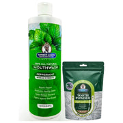 Garner's Garden Natural Mouthwash and Tooth Powder | H2O2 | Antibacterial Fluoride-Free Mouthwash White Smoke 16 oz Regular Peppermint Mouthwash / 2oz Organic Tooth Powder