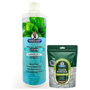 Garner's Garden Natural Mouthwash and Tooth Powder | H2O2 | Antibacterial Fluoride-Free Mouthwash White Smoke 16 oz Reduced Peppermint Mouthwash / 2oz Organic Tooth Powder