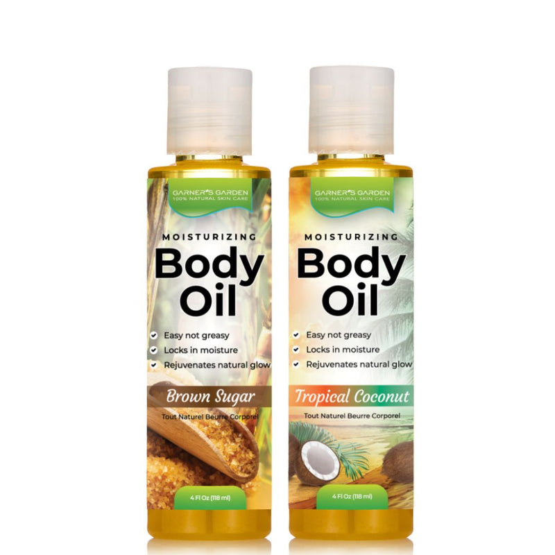 Garner's Garden Natural Body Oil - Natural Fragrance Body Oil White Smoke 4 oz Tropical Coconut Body Oil,4 oz Brown Sugar Body Oil,4 oz Ocean Breeze Body Oil