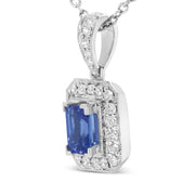 Bids.com 18K White Gold 1/4 Cttw Round Diamond and 6x4mm Purple Tanzanite Halo 18" Pendant Necklace (H-I Color, VS1-VS2 Clarity) Necklaces White Smoke White.Gold / 18