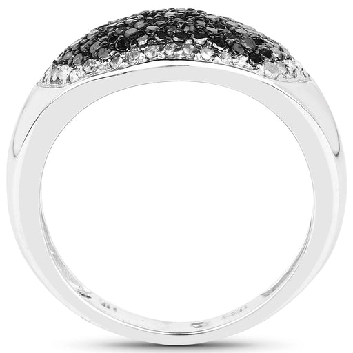 Bids.com 0.46 Carat Genuine Black Diamond and White Diamond .925 Sterling Silver Ring Rings White Smoke size 6.00,size 7.00,size 8.00,size 9.00