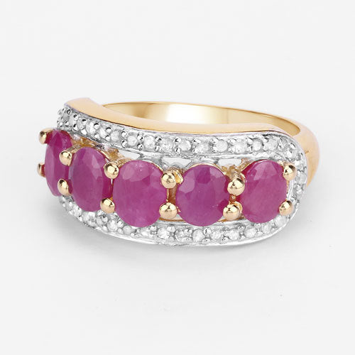 Bids.com 1.74 Carat Genuine Ruby and White Diamond .925 Sterling Silver Ring Rings Light Gray size 8.00,size 6.00,size 7.00,size 9.00,size 5.00,size 10.00