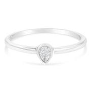 Bids.com .925 Sterling Silver 1/20 Carat Diamond Teardrop Pear-Shaped Miracle Set Petite Fashion Promise Ring (J-K Color, I1-I2 Clarity) - Size 6 Rings White Smoke 7 / White.Sterling Silver,6 / White.Sterling Silver,8 / White.Sterling Silver