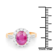 Bids.com 2.84 Carat Genuine Burma Ruby and White Diamond 18K Yellow Gold Ring Rings White Smoke size 5.00,size 6.00,size 7.00,size 8.00,size 9.00,size 10.00