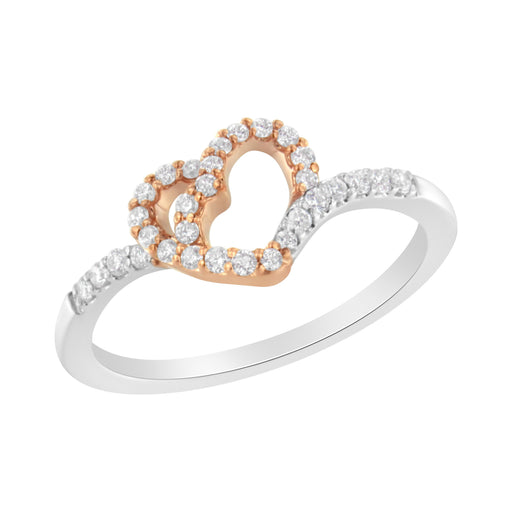 Bids.com 10K Two Toned Gold Diamond Heart Cocktail Ring (1/5 Cttw, H-I Color, I1-I2 Clarity) - Size 6-1/2 Rings White Smoke 6 / WhiteRose.Gold,8 / WhiteRose.Gold,7.5 / WhiteRose.Gold,7 / WhiteRose.Gold,6.5 / WhiteRose.Gold